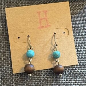 Elegant Turquoise and Brown Beaded Earrings